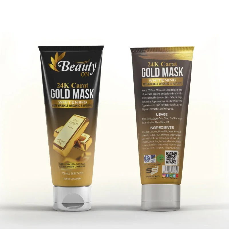 24K Carat Gold Mask for whitening & anti-wrinkle skincare, organic & natural, for all skin types