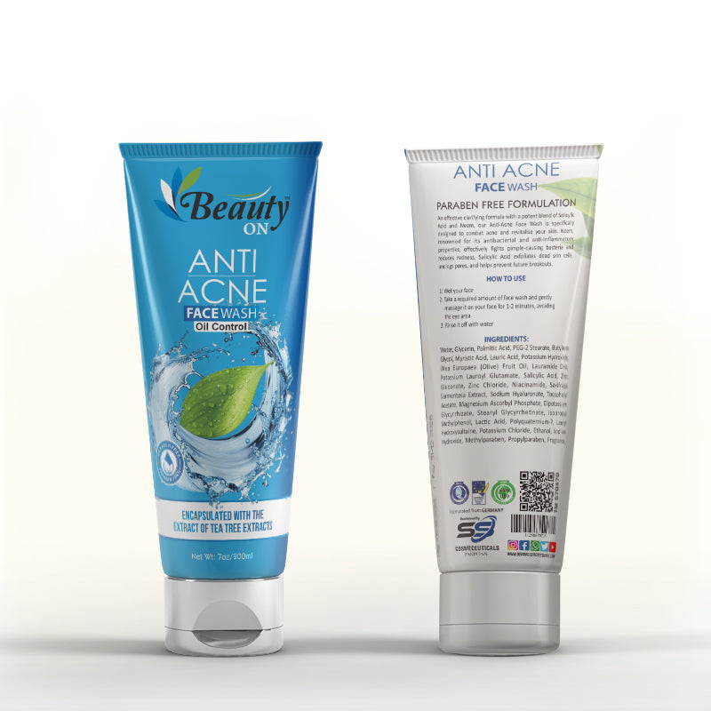 Beauty ON Anti Acne Face Wash 200ml reduces redness inflammation with Hyaluronic Acid