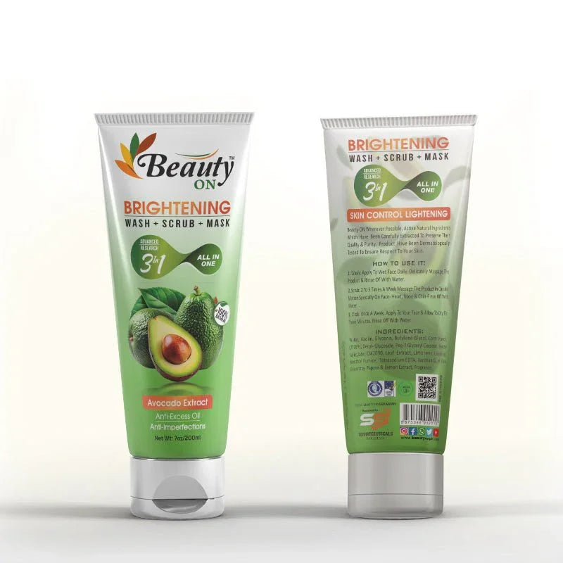 Beauty On Brightening 3-in-1 Wash Scrub Mask with Avocado Extract for Anti-Imperfections