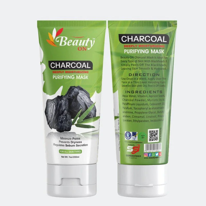 Charcoal purifying face mask for all skin types, deeply moisturizing & minimizes pores