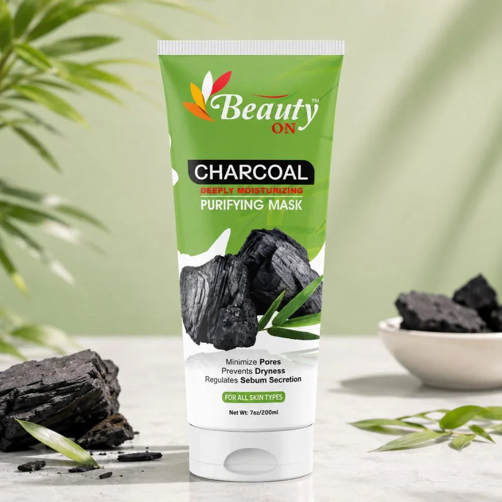 Charcoal purifying face mask for all skin types, deeply moisturizing and pore minimizing