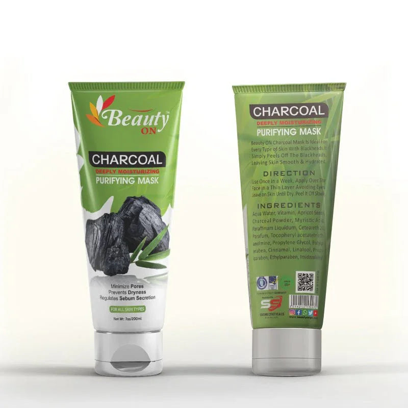 Charcoal purifying face mask for all skin types, deeply moisturizing and sulfate-free