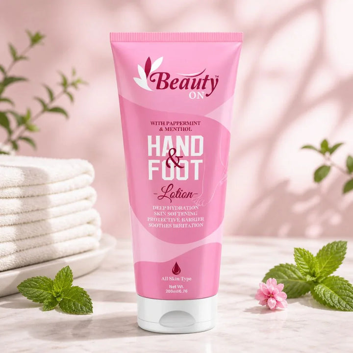 Beauty ON Hand & Foot Lotion with peppermint & menthol for deep hydration, all skin types