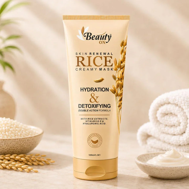 Rice Creamy Mask for hydration and detoxifying with rice extracts, vitamin E, hyaluronic acid