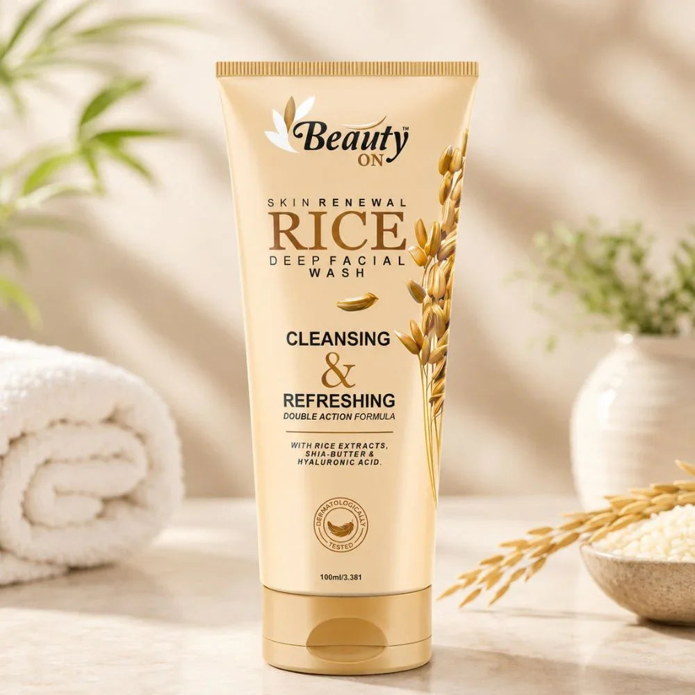 Rice Deep Facial Wash with Rice Extracts, Shea Butter & Hyaluronic Acid for Cleansing & Refreshing Skin