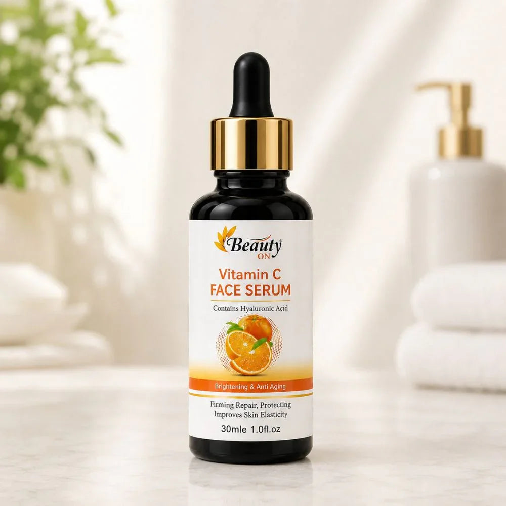 Vitamin C face serum with hyaluronic acid for brightening and anti-aging skincare