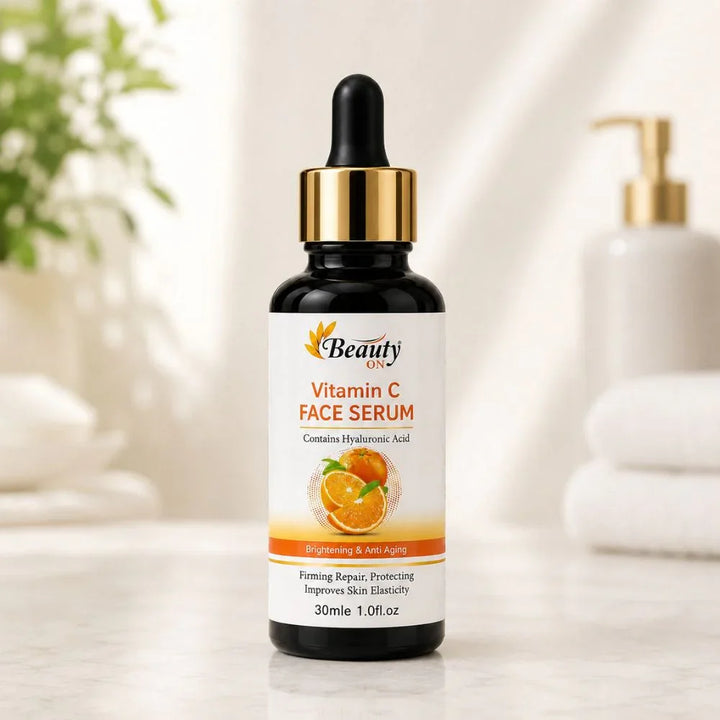 Vitamin C face serum with hyaluronic acid for brightening and anti-aging skincare