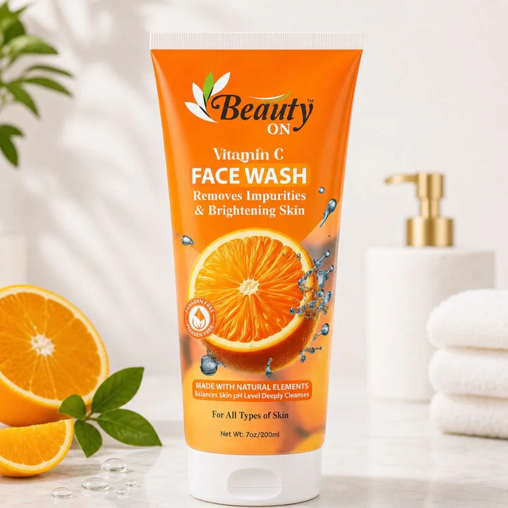Vitamin C face wash with orange extract for brightening skin, sulfate-free and paraben-free