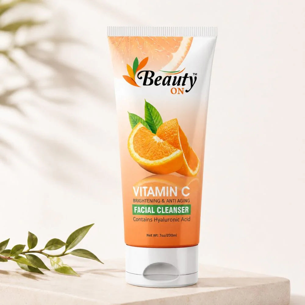 Vitamin C facial cleanser with orange slices, brightening & anti-aging, contains hyaluronic acid