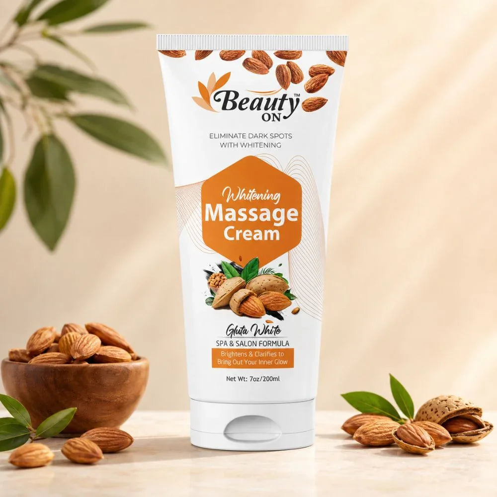 Whitening Massage Cream with almonds, brightens skin, sulfate-free, cruelty-free skincare product