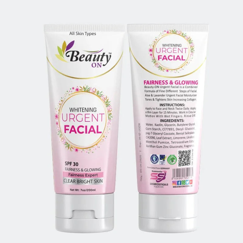 Beauty ON Whitening Urgent Facial SPF 30 for fair & glowing skin, sulfate-free, all skin types