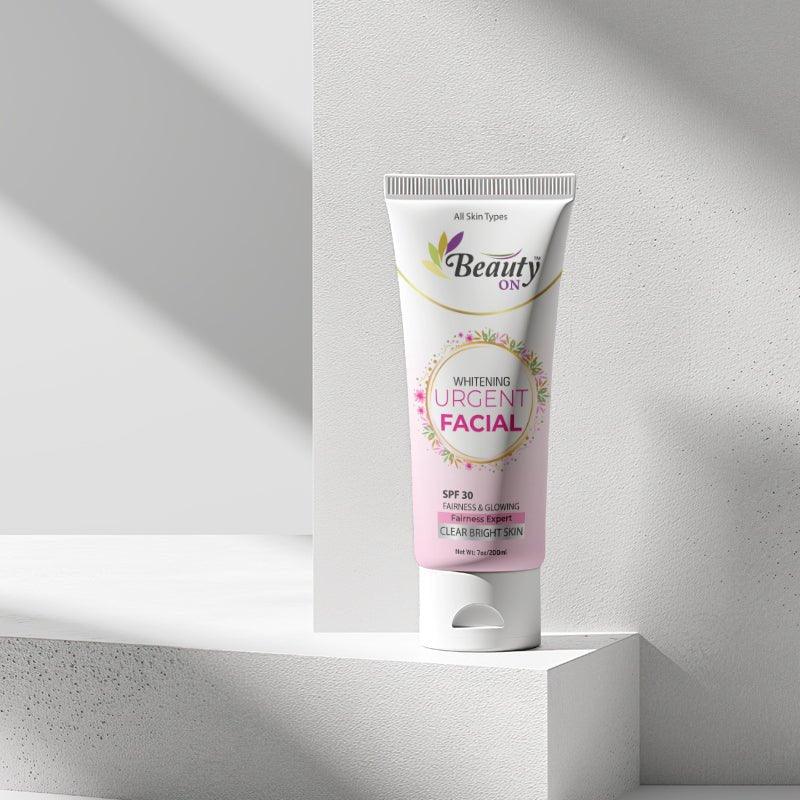 Beauty ON Whitening Urgent Facial SPF 30 for clear bright skin, sulfate-free skincare for all skin types
